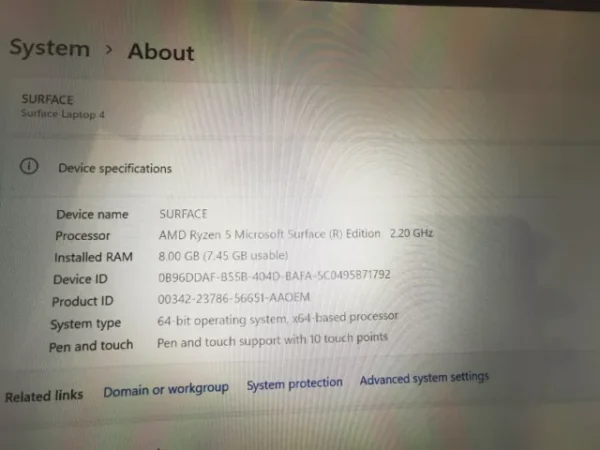2021 SURFACE LAPTOP 4 (RYZEN 5) (8GB RAM) (256GB SSD) [WARRANTY] - Image 8